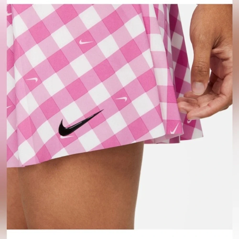 Nike Dri-Fit Club checkered Pink White Printed tennis Skirt skort size small new